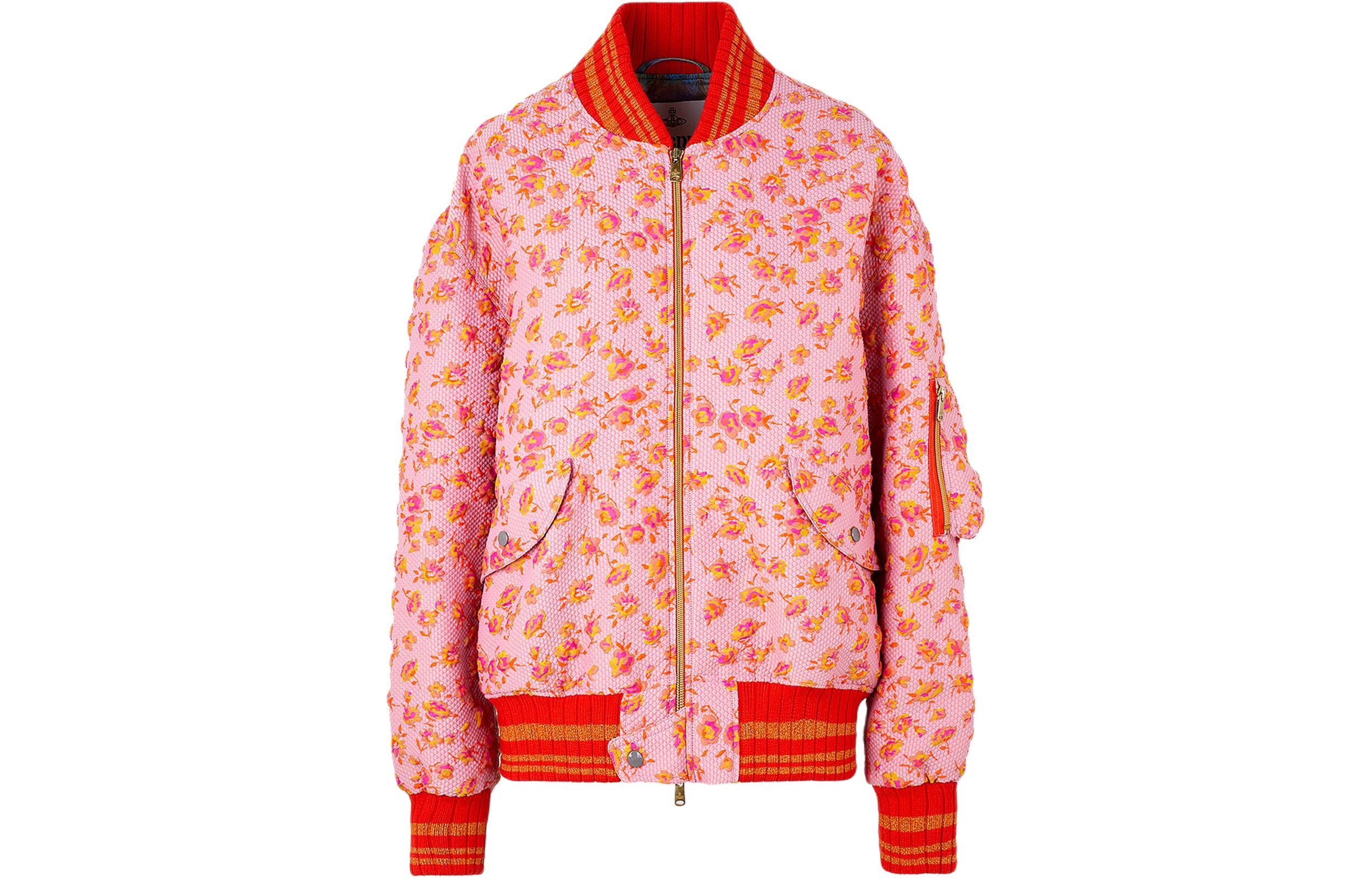 Vivienne Westwood Floral Print V-Neck Zip Jacket Unisex Red 33040004-W00G9-G411