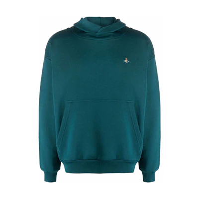 Vivienne Westwood FW21 Embroidered Logo Ribbed Hem Sweatshirt Green 37020002J0006-M401PO