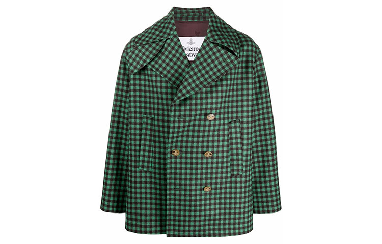 Vivienne Westwood FW21 Green Plaid Double-Breasted Jacket 22030001WL003LO203SI