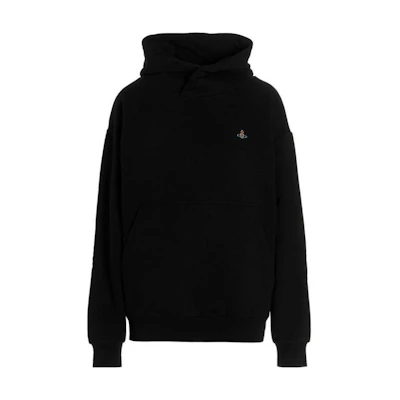 Vivienne Westwood FW22 Black Hoodie with Saturn Logo Embroidery. 3I010003J0006PON401