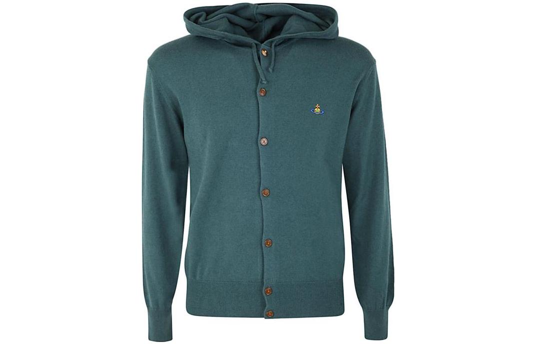 Vivienne Westwood FW22 Solid Button Long-Sleeve Sweatshirt Green Mens 3803000GY000EM406