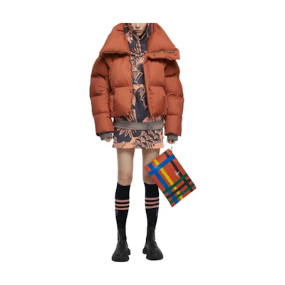 Vivienne Westwood FW23 Unisex Orange Puffer Jacket with Zip and Stand Collar 33030007C003CF405