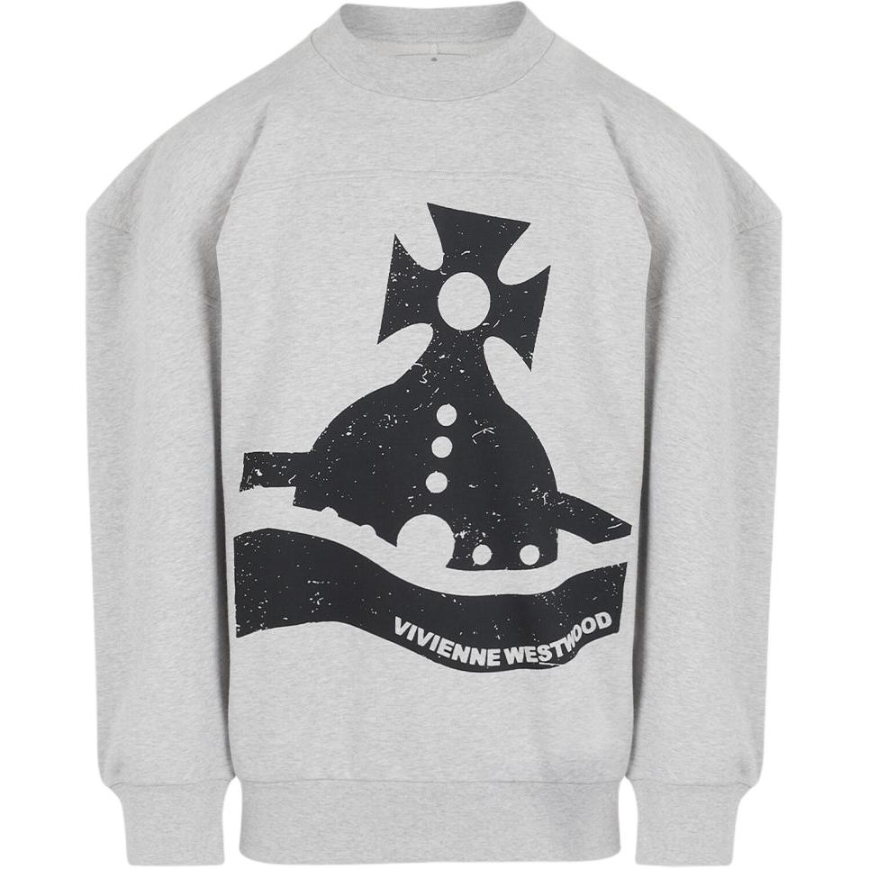 Vivienne Westwood FW24 Graphic Print Loose Fit Crewneck Sweatshirt Grey Mens 2I01000F-J006O-GREY-MELANGE