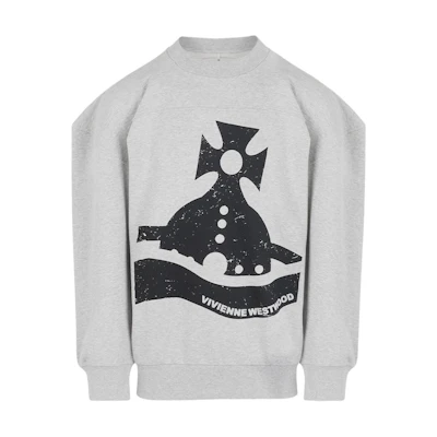 Vivienne Westwood FW24 Graphic Print Loose Fit Crewneck Sweatshirt Grey Mens 2I01000F-J006O-GREY-MELANGE