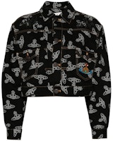 Vivienne Westwood FW24 Logo Jacquard Lapel Black Denim Jacket 19010018W00XNN301 Vivienne Westwood FW24 Logo Jacquard Lapel Black Denim Jacket 19010018W00XNN301