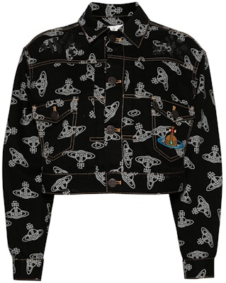 Chaqueta Negra de Mezclilla Vivienne Westwood FW24 con Logo Jacquard y Solapa. 19010018W00XNN301 Order Chaqueta Negra de Mezclilla Vivienne Westwood FW24 con Logo Jacquard y Solapa. 19010018W00XNN301