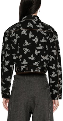 Chaqueta Negra de Mezclilla Vivienne Westwood FW24 con Logo Jacquard y Solapa. 19010018W00XNN301 Shop Chaqueta Negra de Mezclilla Vivienne Westwood FW24 con Logo Jacquard y Solapa. 19010018W00XNN301