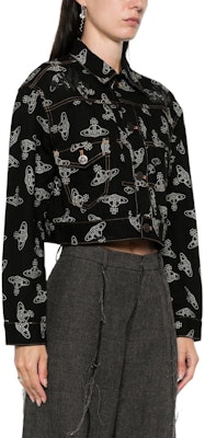 Chaqueta Negra de Mezclilla Vivienne Westwood FW24 con Logo Jacquard y Solapa. 19010018W00XNN301 Purchase Chaqueta Negra de Mezclilla Vivienne Westwood FW24 con Logo Jacquard y Solapa. 19010018W00XNN301