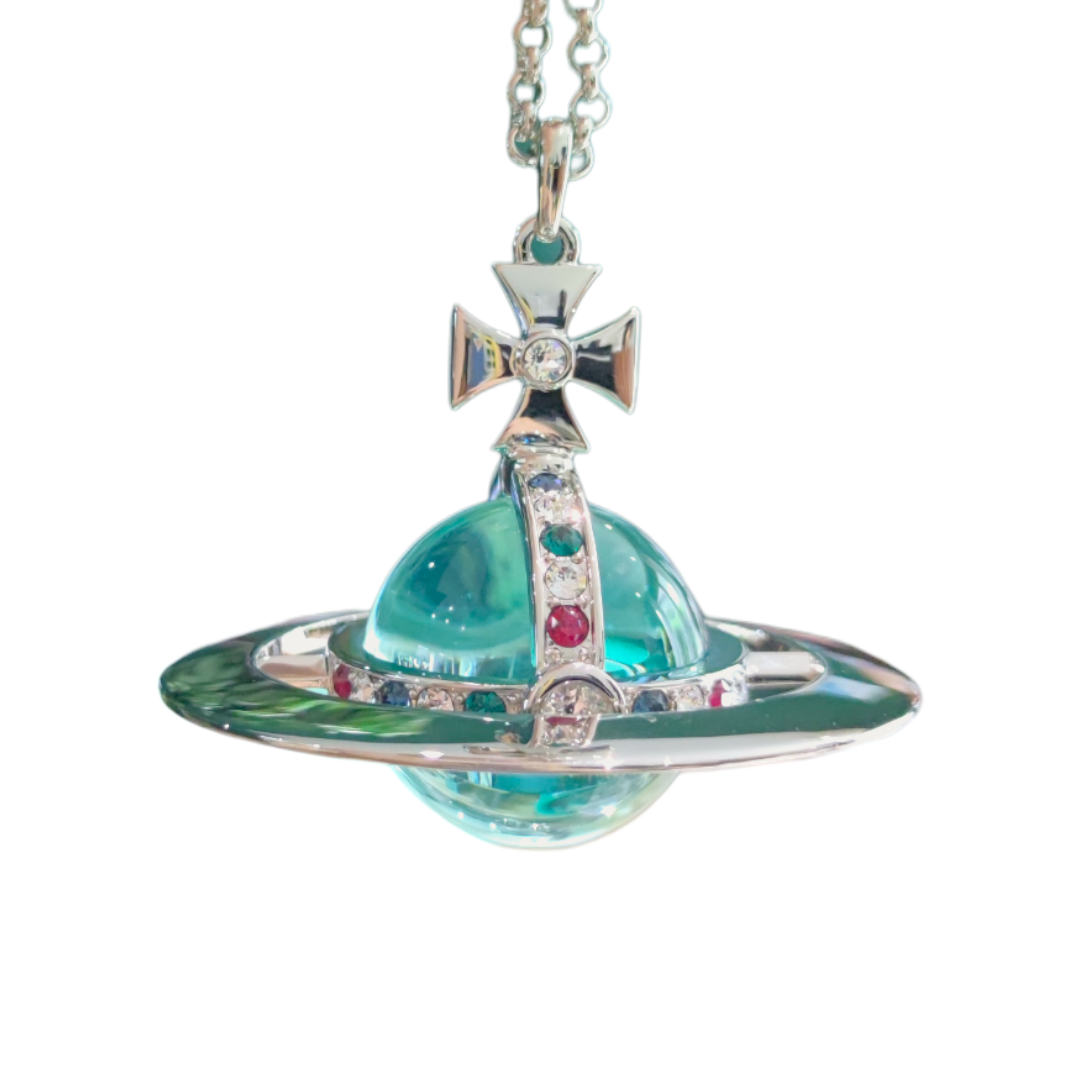 Vivienne Westwood Giant Orb Saturn Transparent Brass Pendant Silver Unisex. 6302034202P185CN001