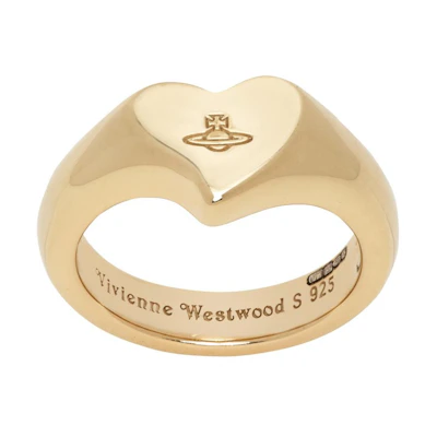 Vivienne Westwood Gold 925 Silver Ring with Logo Design for Men. 6404006101R001FJ925