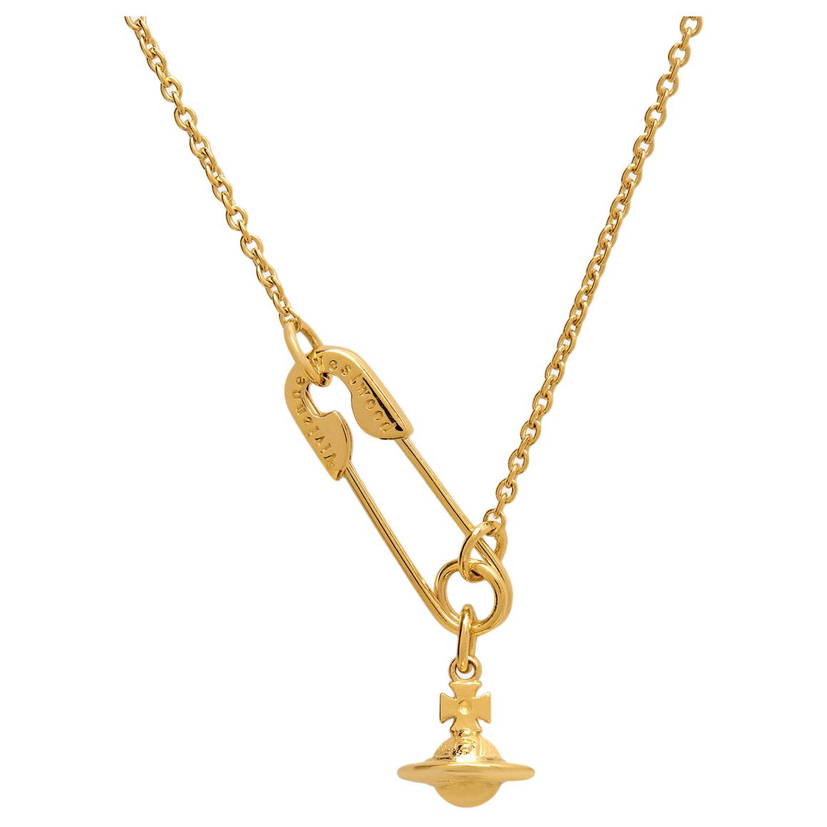 Order 薇薇安·魏斯伍德 金色安全別針土星吊墜項鍊 男女情侶設計款 630203F7-01R001