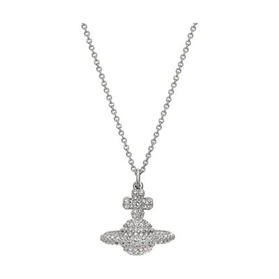Vivienne Westwood Grace Saturn Crystal Pendant Necklace Silver Unisex Couples 6302009102P116P116