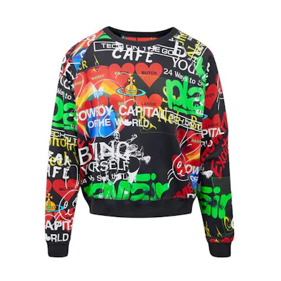 Vivienne Westwood Graffiti Print Raglan Sweatshirt Unisex Crewneck Multicolor 3I010004J005BG0MEANINGLESS