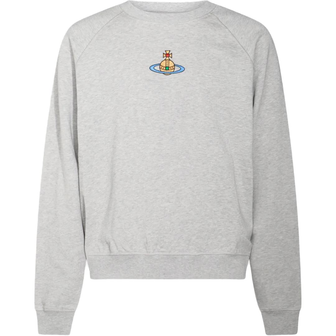 Vivienne Westwood Grey Logo Embroidered Printed Ribbed Crewneck Sweatshirt 3I010004J006OP001