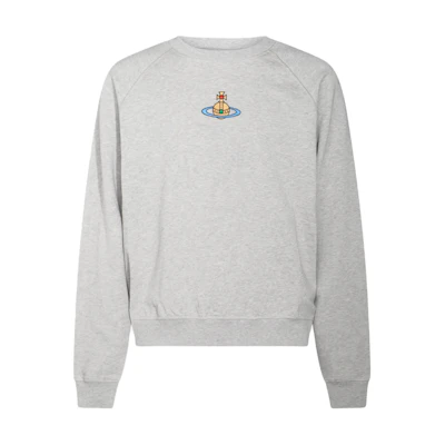 Vivienne Westwood Grey Logo Embroidered Printed Ribbed Crewneck Sweatshirt 3I010004J006OP001