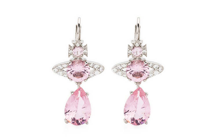 Vivienne Westwood Ismene Drop Saturn Crystal Earrings Pink/Silver Unisex 6202011002P354