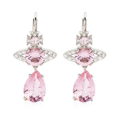 Vivienne Westwood Ismene Drop Saturn Crystal Earrings Pink/Silver Unisex 6202011002P354