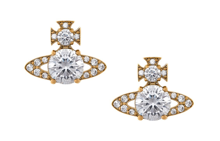 Vivienne Westwood ISMENE Saturn Brass Gold Unisex Couple Stud Earrings 6201025302R102R102 圖 2