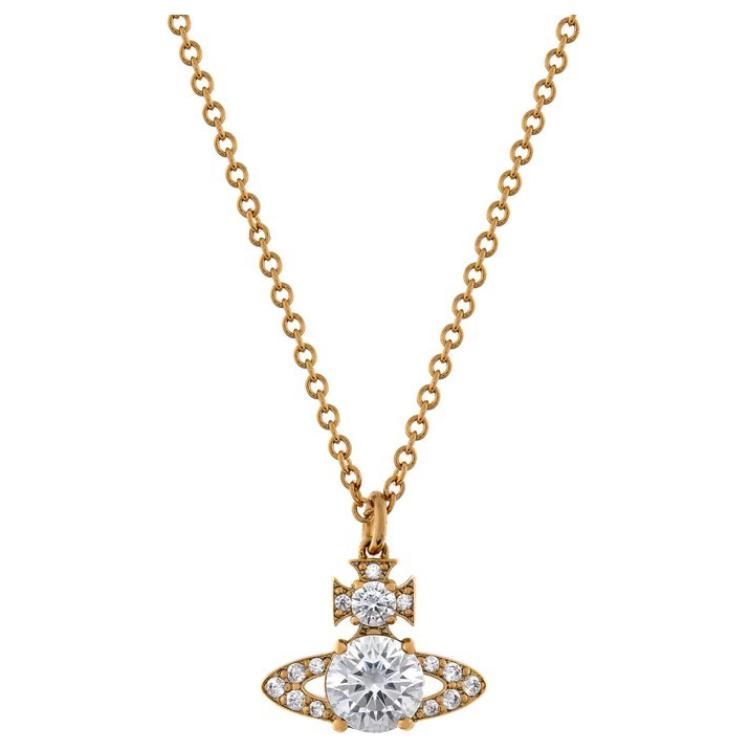 Vivienne Westwood ISMENE Saturn Crystal Pendant Necklace Unisex Gold. 6302033902R102IM