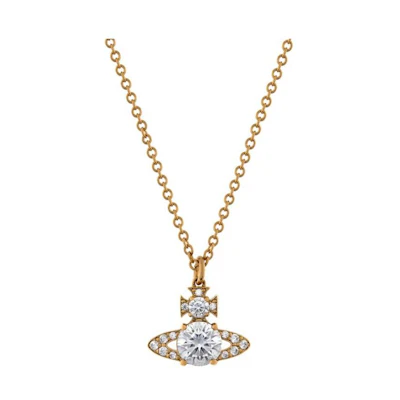 Vivienne Westwood ISMENE Saturn Crystal Pendant Necklace Unisex Gold. 6302033902R102IM