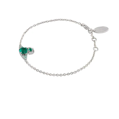 Vivienne Westwood Ismene Saturn Green Gem Brass Bracelet Silver Unisex Couple Style 8050889846079