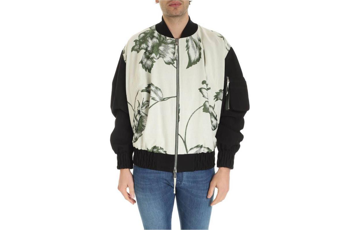 Vivienne Westwood Ivory Floral Embroidered Two-Way Zipper Bomber Jacket S25AM0281S52678001J