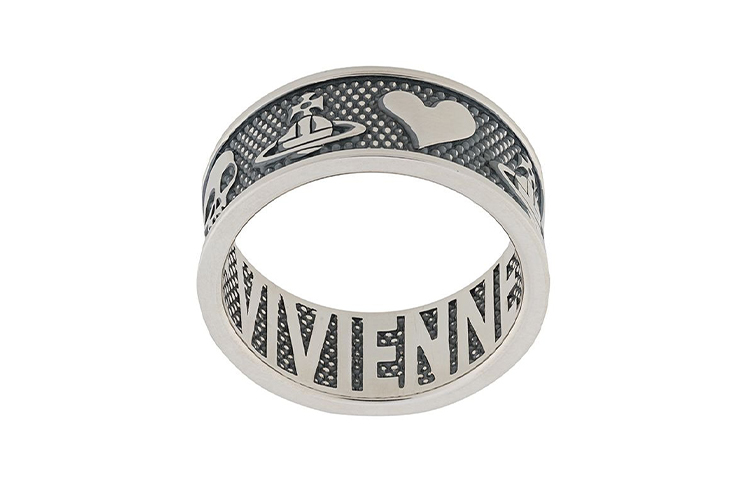 Vivienne Westwood Kingston Saturn Skull Embossed Ring Unisex Silver. 6404008001Q001