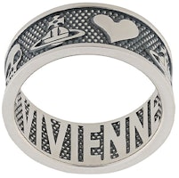 Vivienne Westwood Kingston Saturn Skull Embossed Ring Unisex Silver. 6404008001Q001 Vivienne Westwood Kingston Saturn Skull Embossed Ring Unisex Silver. 6404008001Q001