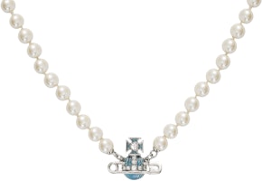 Vivienne Westwood Kitty Saturn Pendant Necklace Unisex Blue Brass Couple Style 6301011O-02P378-CN Vivienne Westwood Kitty Saturn Pendant Necklace Unisex Blue Brass Couple Style 6301011O-02P378-CN