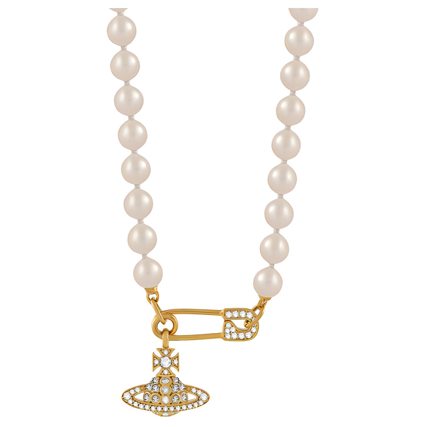 Vivienne Westwood Lobster Clasp Brass Necklace  White. 8050568259886