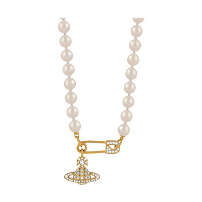Vivienne Westwood Lobster Clasp Brass Necklace White. 8050568259886