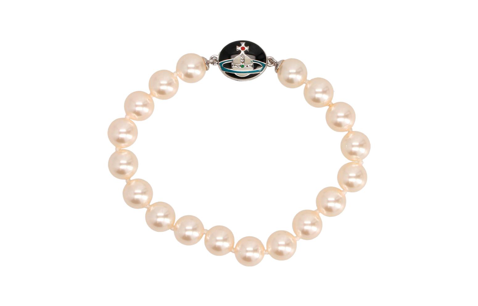 Vivienne Westwood Loelia Saturn Pearl Enamel Bracelet Unisex Silver 6103006502P145IMP145