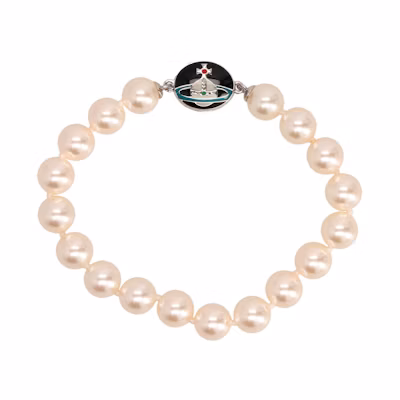 Vivienne Westwood Loelia Saturn Pearl Enamel Bracelet Unisex Silver 6103006502P145IMP145