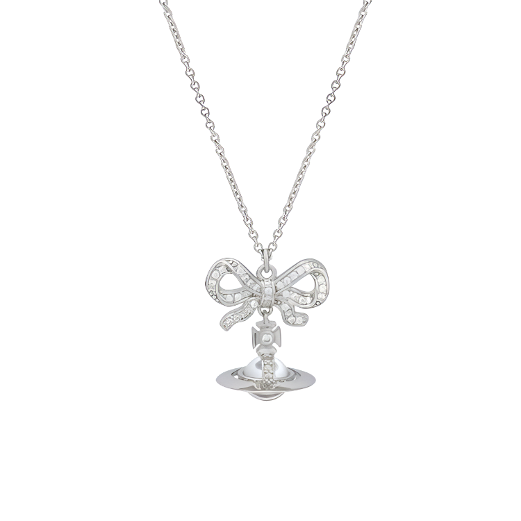 Vivienne Westwood Logo Design 925 Silver Necklace Unisex Couple Style Silver OCT6302039GJ25S301