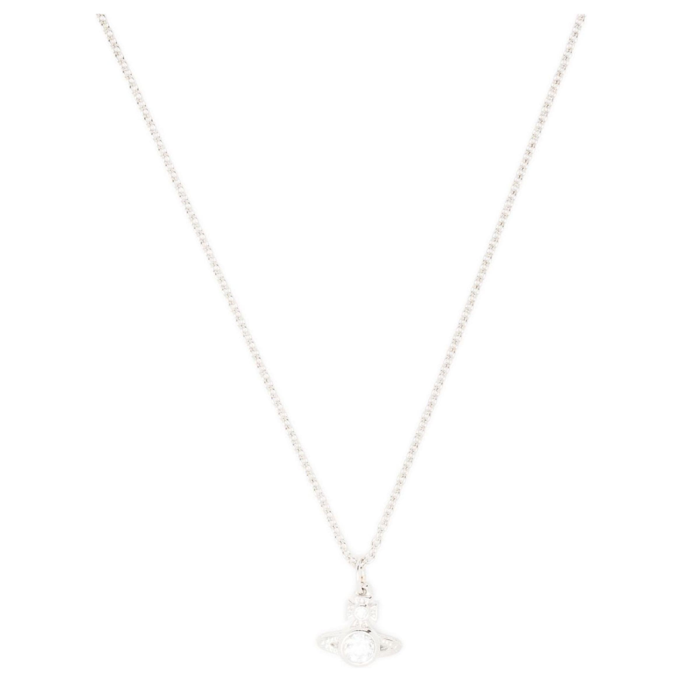 Vivienne Westwood Logo Design Brass Necklace for Women - Silver 63020278