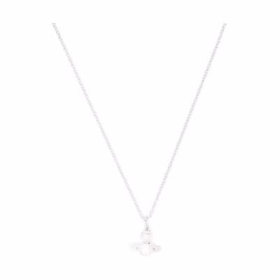 Vivienne Westwood Logo Design Brass Necklace for Women - Silver 63020278
