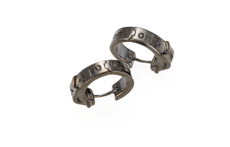 Vivienne Westwood Logo Design Grey Brass Earrings Unisex Couple Style 62030032S001S001