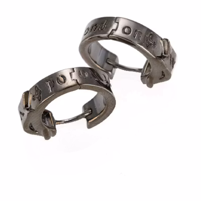 Vivienne Westwood Logo Design Grey Brass Earrings Unisex Couple Style 62030032S001S001