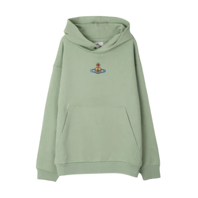 Vivienne Westwood Logo Embroidered Hoodie Yellow Green Long Sleeve 3I010003J0006M402