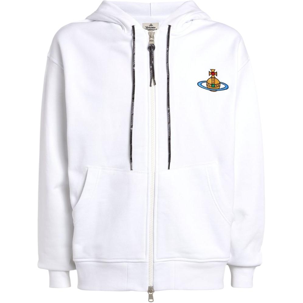 Vivienne Westwood Logo Hooded Zip-Up Jacket White 3I010005-J0006-A401