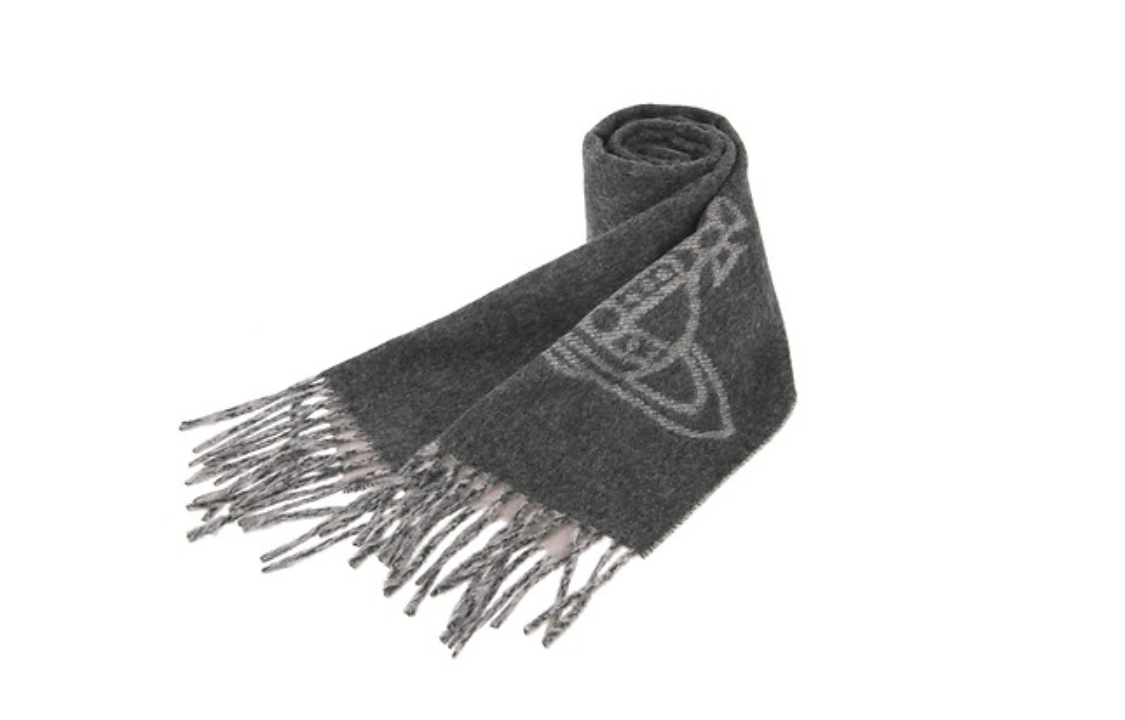 Order 薇薇安·魏斯伍德灰色Logo針織圍巾 情侶款設計 Unisex款式 DOU81030006T23A011