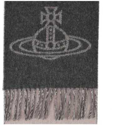 薇薇安·魏斯伍德灰色Logo針織圍巾 情侶款設計 Unisex款式 DOU81030006T23A011 Lookbook 薇薇安·魏斯伍德灰色Logo針織圍巾 情侶款設計 Unisex款式 DOU81030006T23A011