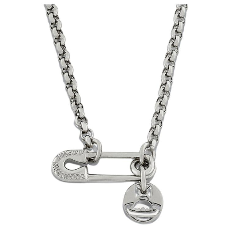 Vivienne Westwood Logo Necklace Silver Brass Unisex. 8050889139478