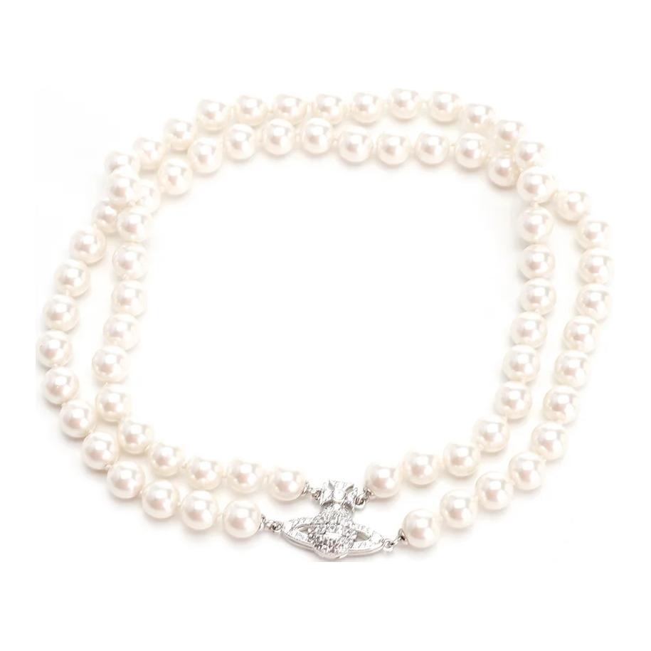 Vivienne Westwood Logo Necklace Unisex Couple Design Brass White 6303002502P132CN 圖 2