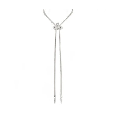 Vivienne Westwood Logo Pendant Brass Necklace Unisex Couple Silver. 6301012Q02P409