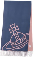 Vivienne Westwood Logo Wool Knit Scarf Unisex Couples - Navy Blue 506360225 Vivienne Westwood Logo Wool Knit Scarf Unisex Couples - Navy Blue 506360225