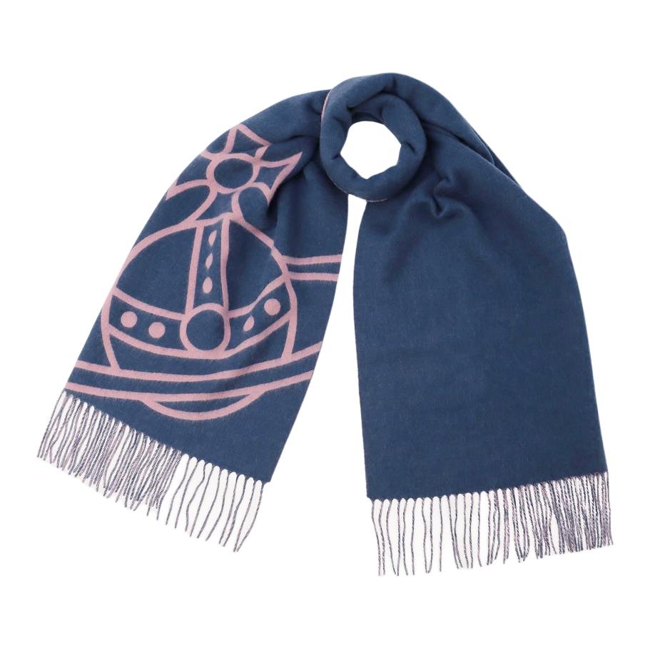 Order Vivienne Westwood Logo Selendang Bulu Unisex Pasangan - Biru Navy 506360225