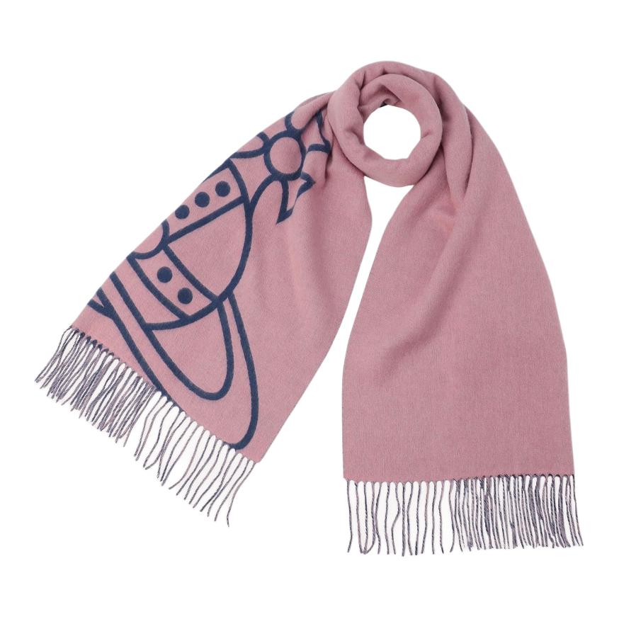 Lookbook Vivienne Westwood Logo Selendang Bulu Unisex Pasangan - Biru Navy 506360225