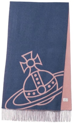 Vivienne Westwood Logo Selendang Bulu Unisex Pasangan - Biru Navy 506360225 Shop Vivienne Westwood Logo Selendang Bulu Unisex Pasangan - Biru Navy 506360225