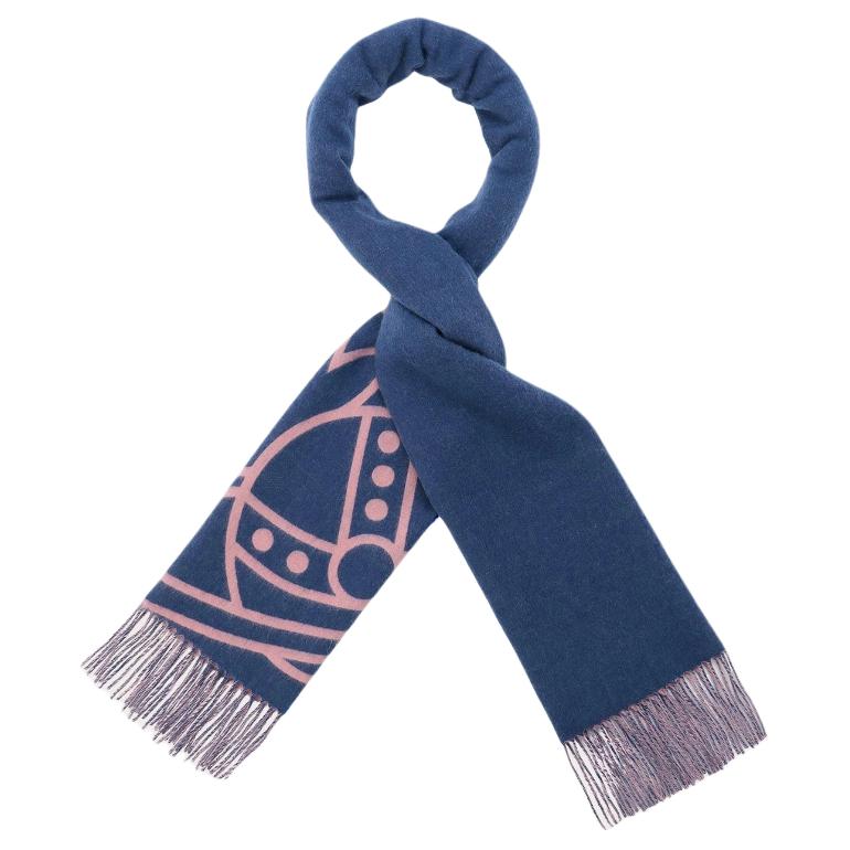 Purchase Vivienne Westwood Logo Selendang Bulu Unisex Pasangan - Biru Navy 506360225